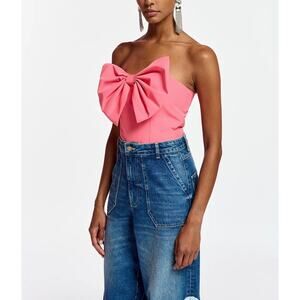 ESSENTIAL ANTWERP Freesia Bow Bodice Top Women 8 Pink bustier Strapless Tube NEW